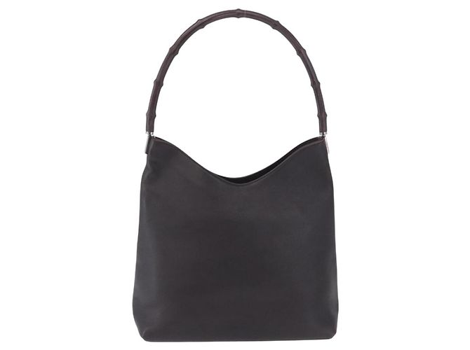 Gucci Vintage Bamboo Handle Tote Leather Brown
