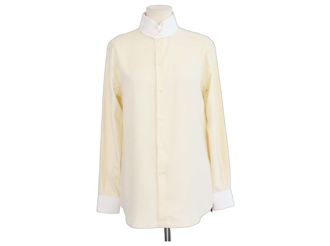Camicia Thea Loro Piana a maniche lunghe con collo Dylan in seta Lemon Chiffon D'oro