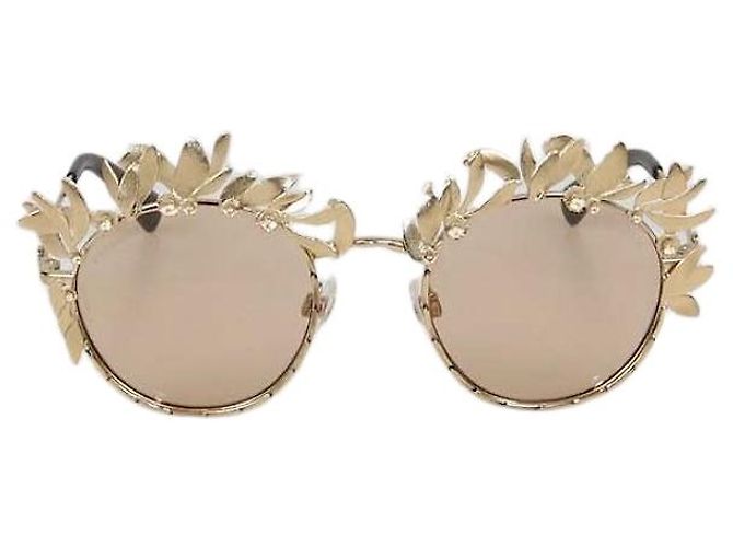 Occhiali da sole Chanel Oro/Marrone Decorati D'oro
