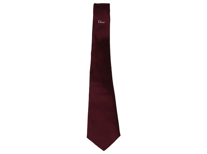 Christian Dior Burgundy Silk Tie Dark red