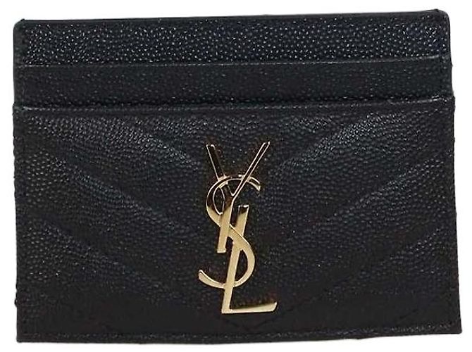 Tarjetero Cassandre de piel acolchada negra Saint Laurent Negro