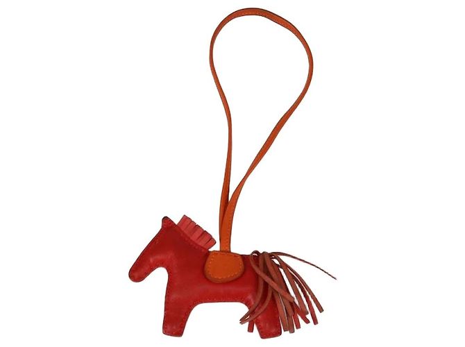 Hermès Hermes Orange/Cornaline Milo Leather Rodeo PM Bag Charm Rosso Arancione