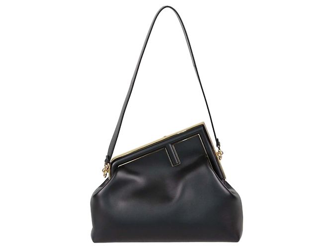Fendi Black Leather Medium First Shoulder Bag