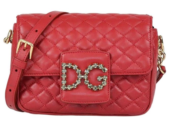 Bolso bandolera Dolce & Gabbana Red Quilted Leather DG Millennials Crystal Roja