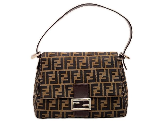 Borsa a secchiello a tracolla Fendi Zucca Mamma Marrone Beige