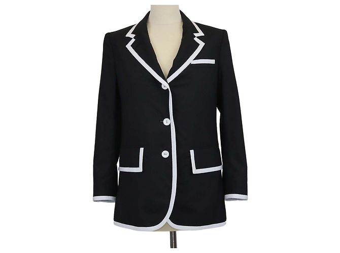 Thom Browne Black Wool Super 120s Plain Weave Blazer