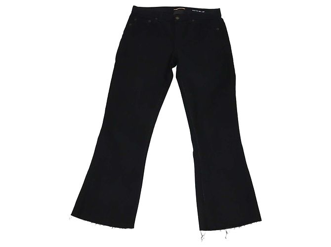 Vaqueros Bootcut de mezcla de algodón negro con bajo deshilachado Saint Laurent