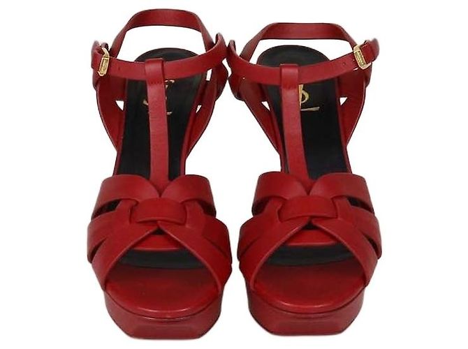 Sandali platform Tribute in pelle rossa Saint Laurent Rosso