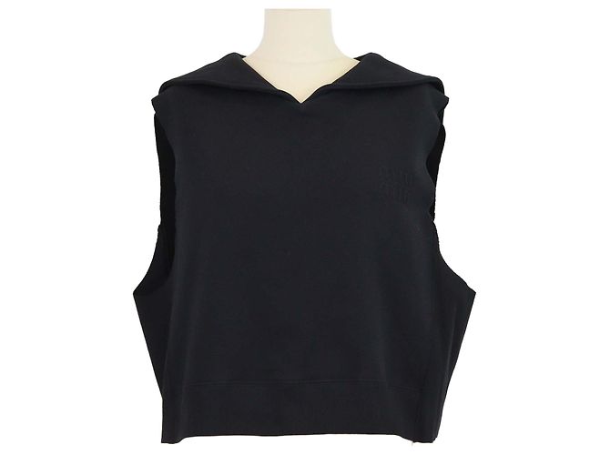 Sudadera sin mangas Miu Miu de tejido polar de algodón negro