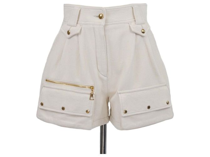 Mini Shorts de Veludo Cotelê de Algodão Off White Louis Vuitton Fora de branco