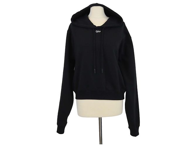 Off White Sudadera corta Off-White de algodón negro con estampado de logo