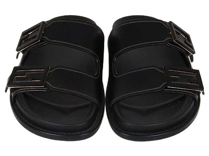 Fendi Black Leather Feel Slides