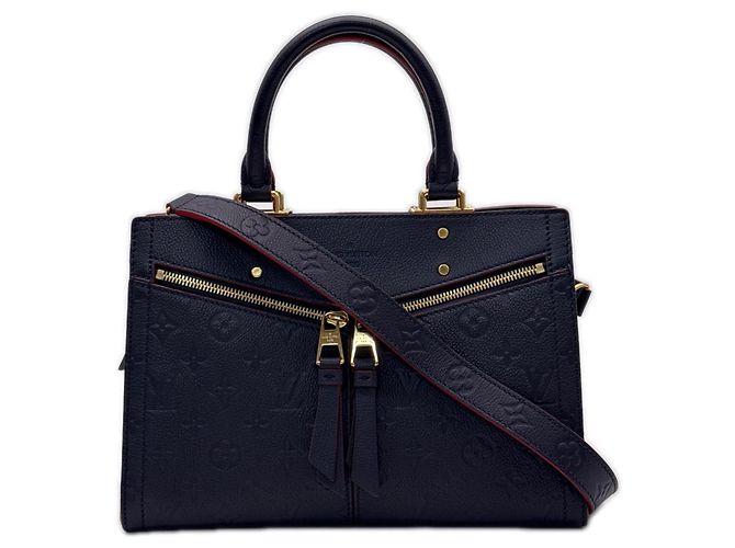 Louis Vuitton Monogram Empreinte Three PM Handtasche Rot Marineblau Monogramm