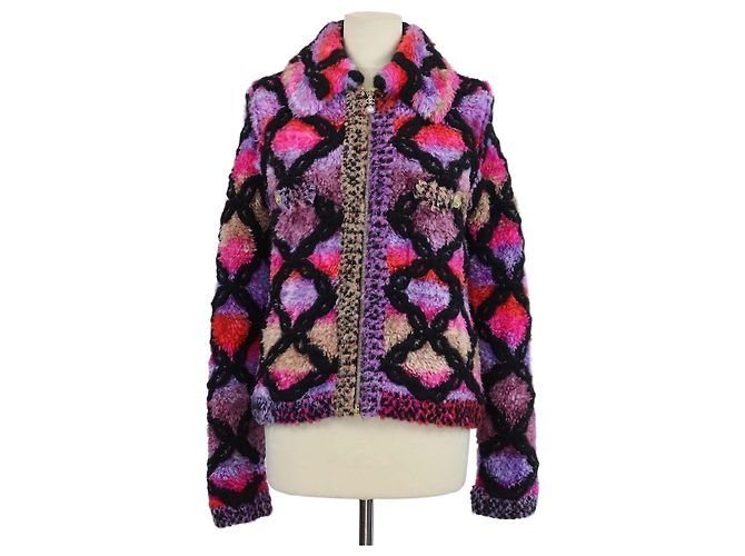 Giacca Zip Boa in misto viscosa multicolore Chanel