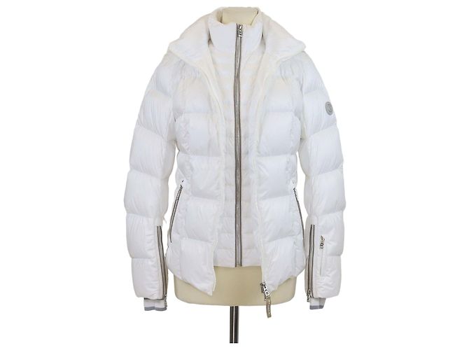 Bogner x Goan Thylmann White Nylon Puffer Logo Patch Double Zip Hoodie Jacket
