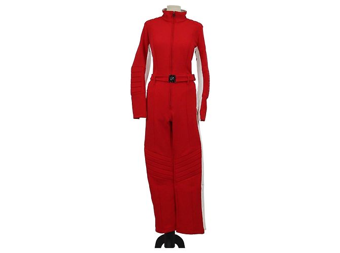 Fato de esqui Bogner Talisha de gola alta e manga comprida, nylon acolchoado vermelho/branco