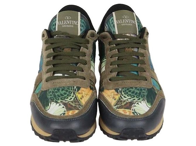 Sneakers Rockrunner Valentino in pelle dipinta multicolore e camoscio