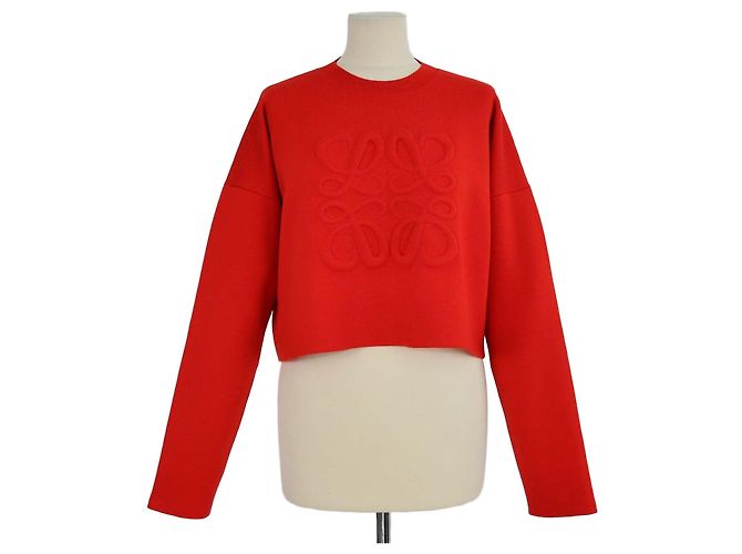 Jersey corto Loewe de punto de lana mezcla rojo con Anagrama Roja