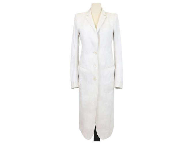 Autre Marque L.G.B. Off White Wool Blended Long Sleeve Coat