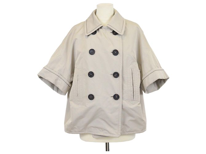 Chaqueta corta de manga corta cruzada beige Brunello Cucinelli