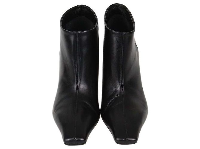 Céline Celine Black Leather Clear Spiked Heel Booties