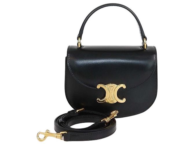 Céline Borsa Mini Besace Clea in pelle lucida nera Celine Nero