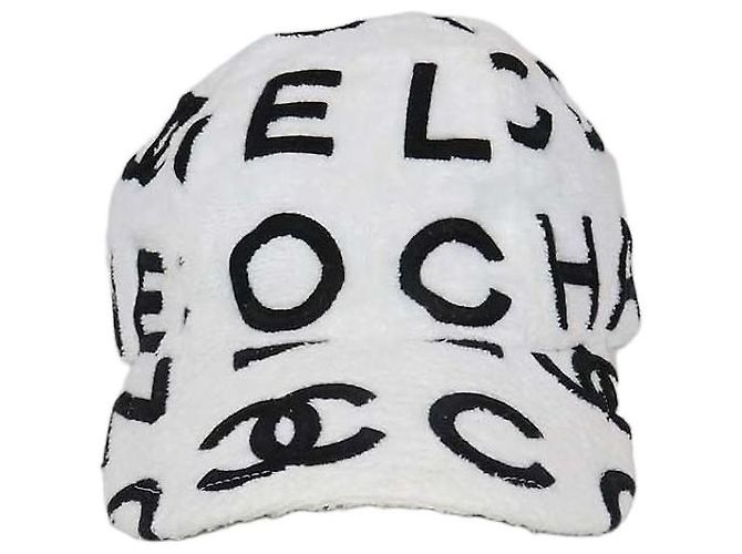 Gorra de béisbol Chanel Coco de algodón blanco/negro