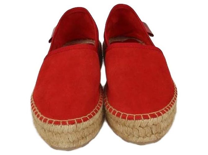 Love Moschino Espadrillas Basse con Platform in Camoscio Rosso