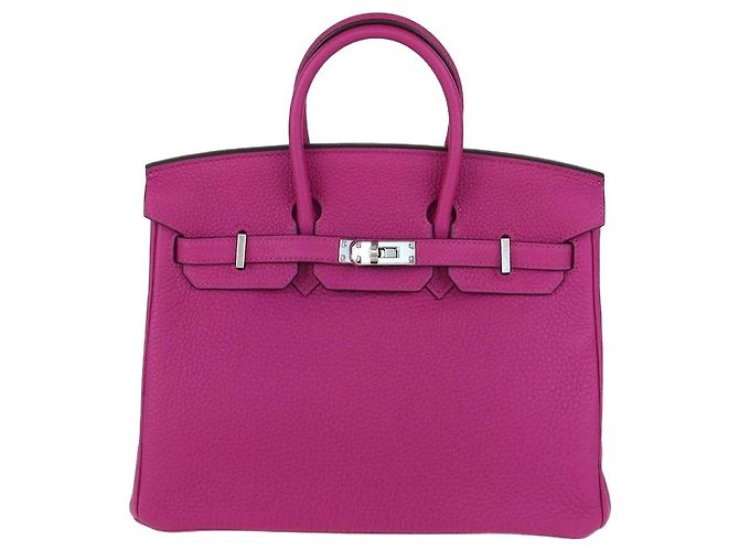 Hermès Bolsa Birkin 25 Hermes Rose Magnolia em couro Clemence com hardware Palladium