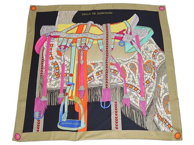 Hermès Hermes Multicolor Silk Selle De Dignitaire Scarf 90 Multiple colors