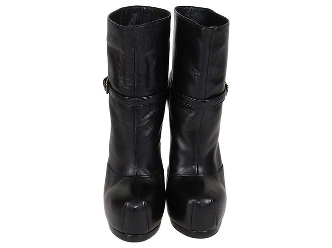 Stivaletti platform in pelle nera Yves Saint Laurent Nero