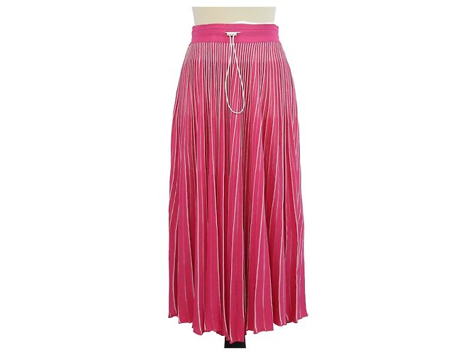 Falda midi plisada a rayas rosa Valentino