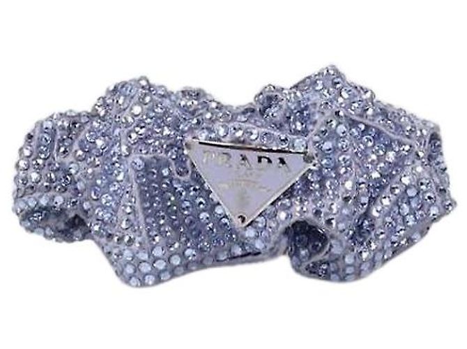Scrunchie Prada em cetim azul com strass Roxo