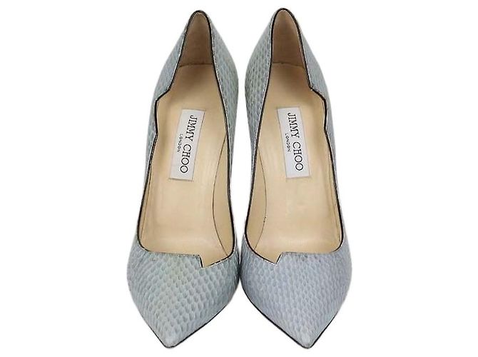 Escarpins à bout pointu en cuir serpent gris Jimmy Choo