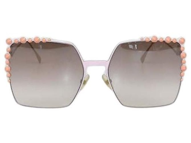 Fendi Pink/Brown Gradient Studded Oversized Sunglasses Multiple colors