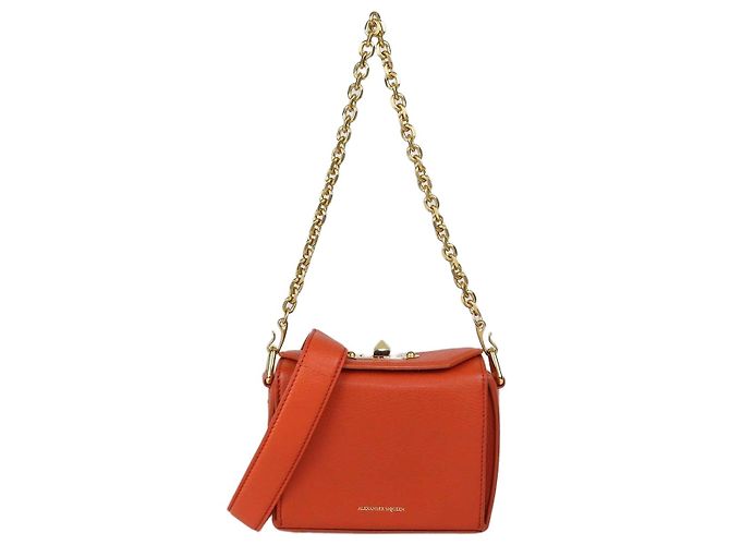 Bolsa de ombro Box em couro laranja Alexander Mcqueen