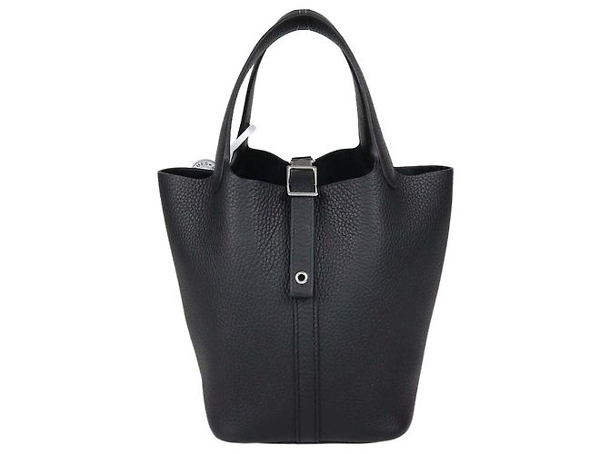 Hermès Borsa Hermes Picotin Lock 18 in pelle Clemence nera Nero