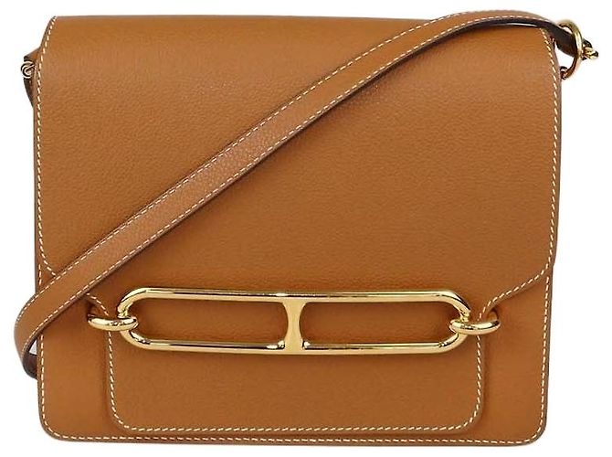 Hermès Borsa Hermes Roulis 23 in pelle Evergrain Gold Marrone