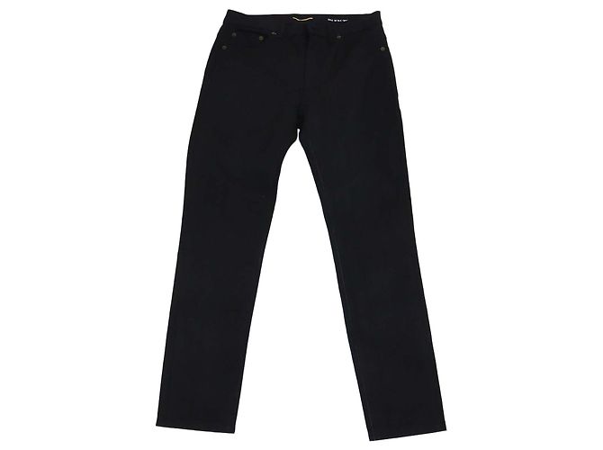 Vaqueros rectos de algodón negro Saint Laurent