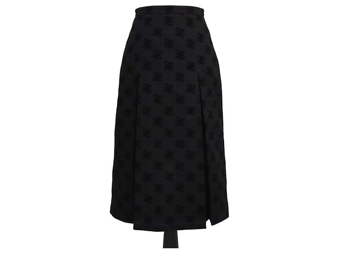 Minifalda plisada Fendi en denim negro Karligraphy FF
