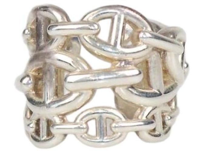 Hermès Hermes Silver Sterling Chaine D'Ancre Enchainee Ring Größe 54 Silber