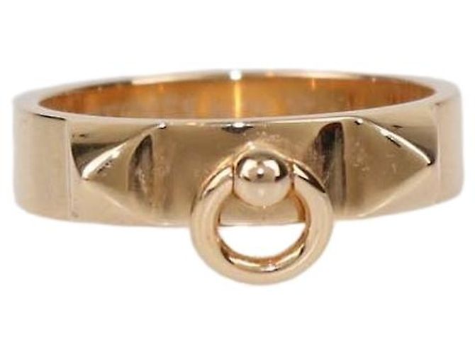 Hermès Hermes 18K Rose Gold Collier De Chien Ring Size 59 Golden