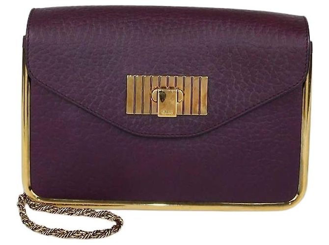 Chloé mala de ombro Small Sally Chloe em pele granulada roxa Roxo