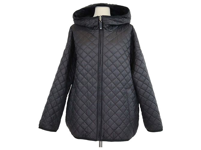 Max Mara Black Quilted Polyester The Cube Hooded Bomber Jacket