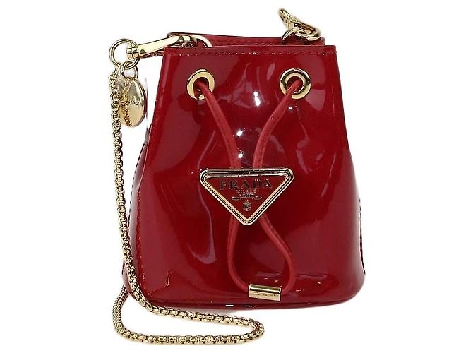 Prada Mini-Beuteltasche aus rotem Lackleder