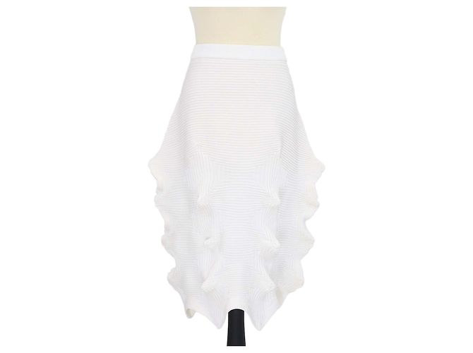 Falda midi Linkage de poliéster blanco Issey Miyake