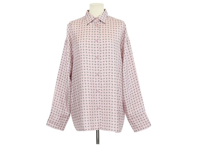 Prada Pink Silk Printed Twill Shirt