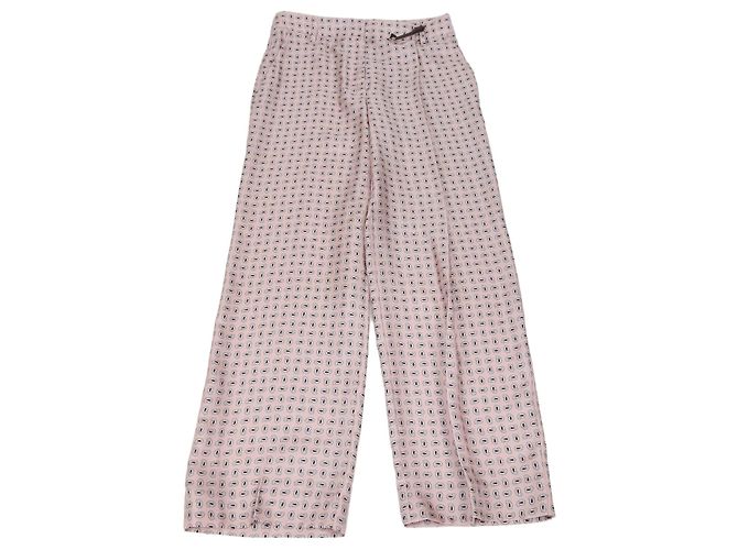 Pantalones anchos Prada en sarga de seda estampada rosa