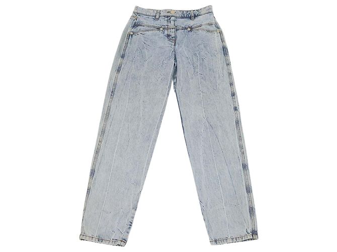 Pantalones rectos de denim azul lavado Chanel