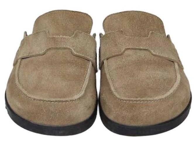 Hermès Mules Hermes Go en daim beige